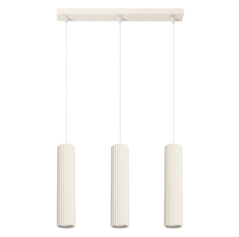 Beżowa, trzy-punktowa lampa wisząca Karbon nad wyspę