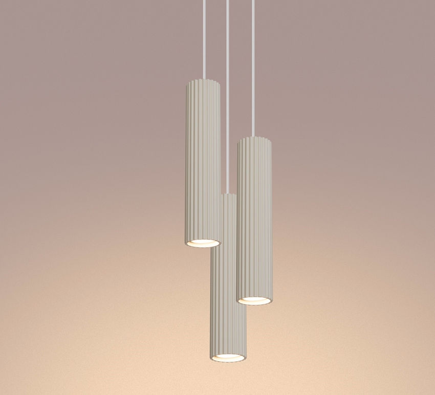 Nowoczesna wisząca lampa sufitowa Karbon 3 w kolorze beżowym