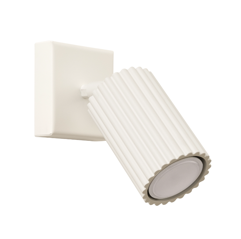 Beżowy, regulowany kinkiet Karbon w kształcie tuby do sypialni