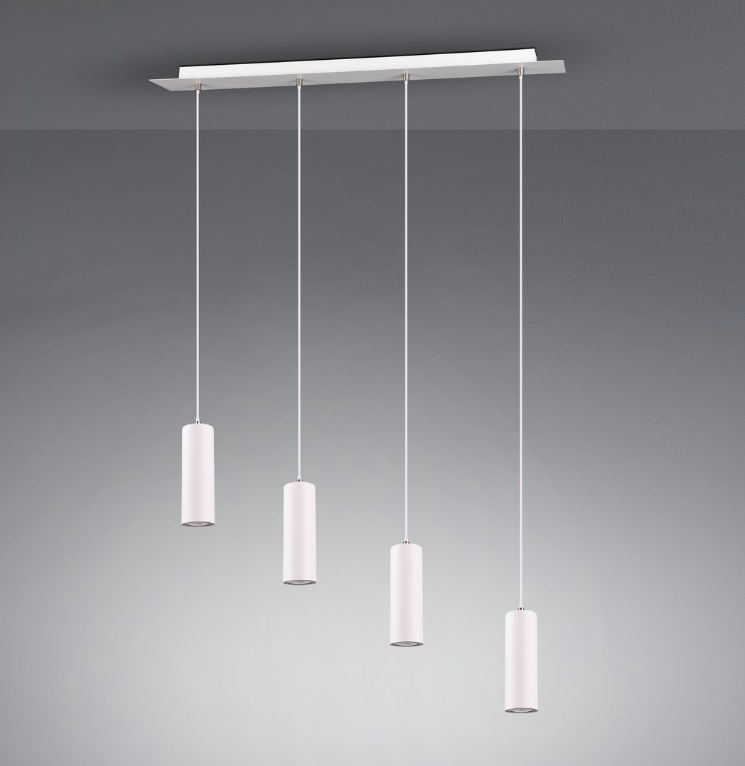 Wisząca lampa Marley 4 w białym kolorze z tubami na listwie