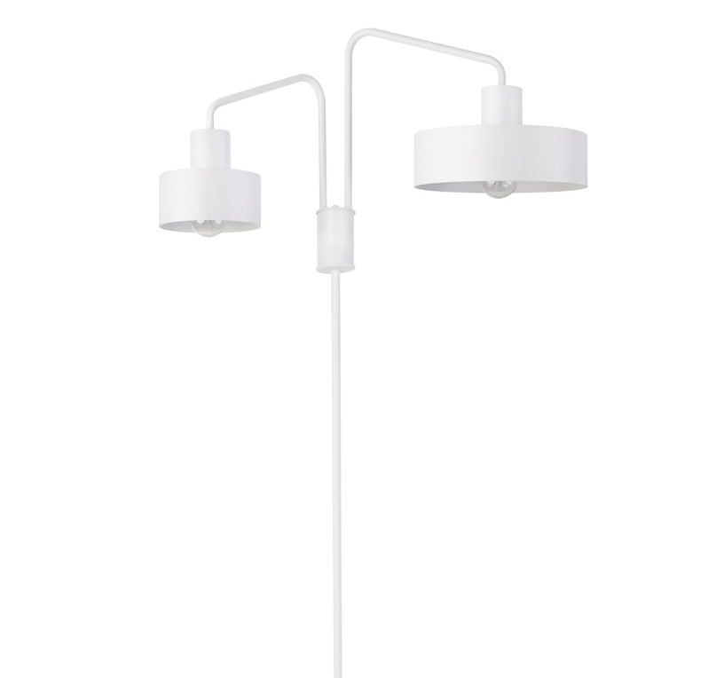 Biała stojąca lampa Eiffla z dwoma nowoczesnymi kloszami