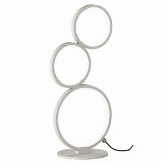 Biała lampka stołowa LED Rondo z trzema świetlnymi pierścieniami