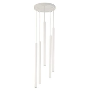 Biała wisząca lampa sufitowa Filora 5 z elegancko zwisającymi rurkami
