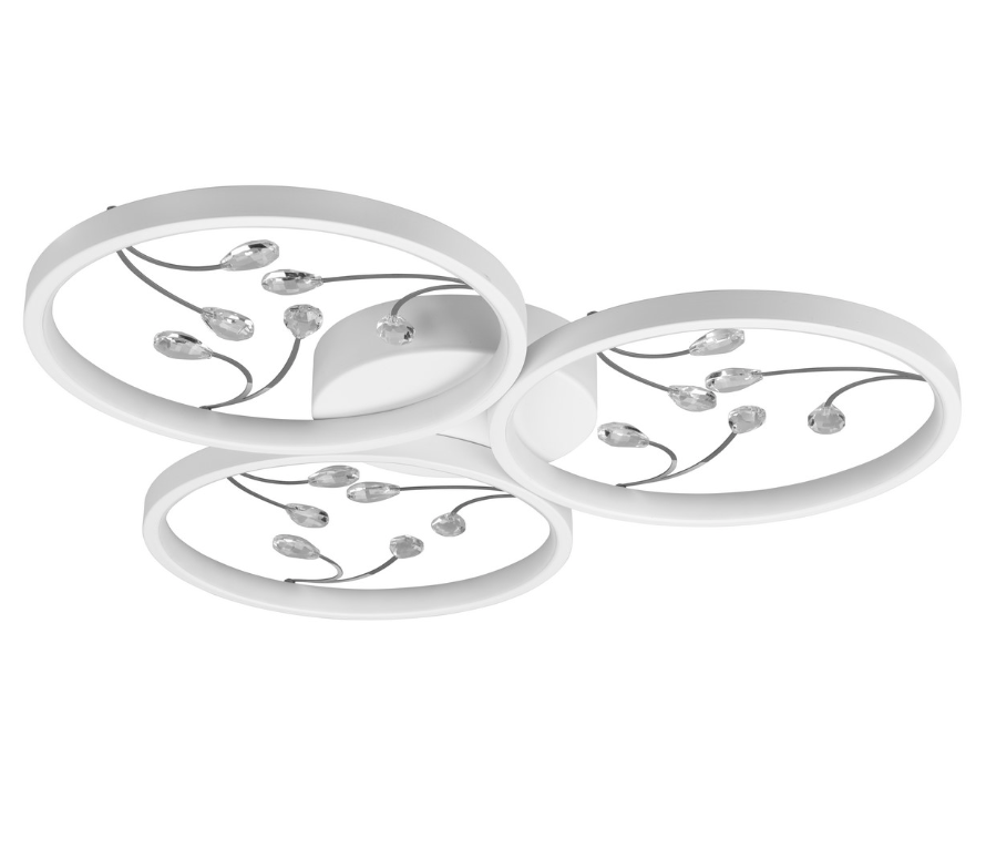 Dekoracyjna biała lampa sufitowa Groovy 3 z kryształkami o mocy 30W