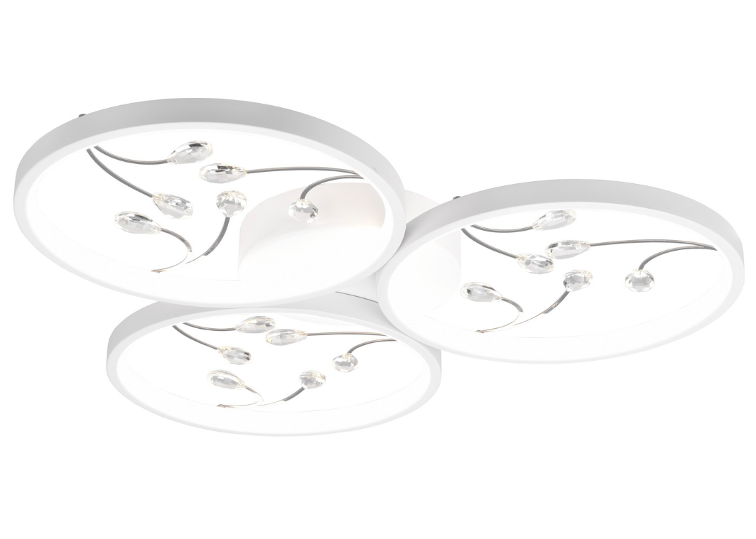 Dekoracyjna biała lampa sufitowa Groovy 3 z kryształkami o mocy 30W