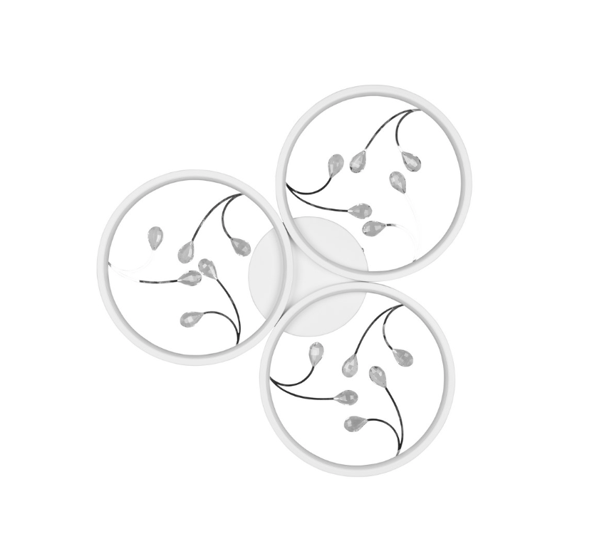 Dekoracyjna biała lampa sufitowa Groovy 3 z kryształkami o mocy 30W