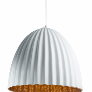 Wisząca lampa Faselia w białym kolorze z miedzianym wnętrzem