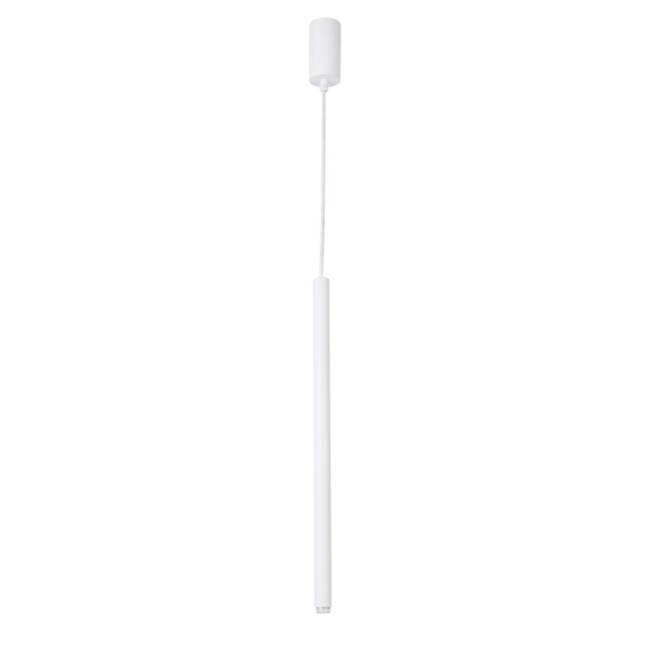 Wisząca lampa Filora w białym kolorze o smukłym, rurkowym kształcie