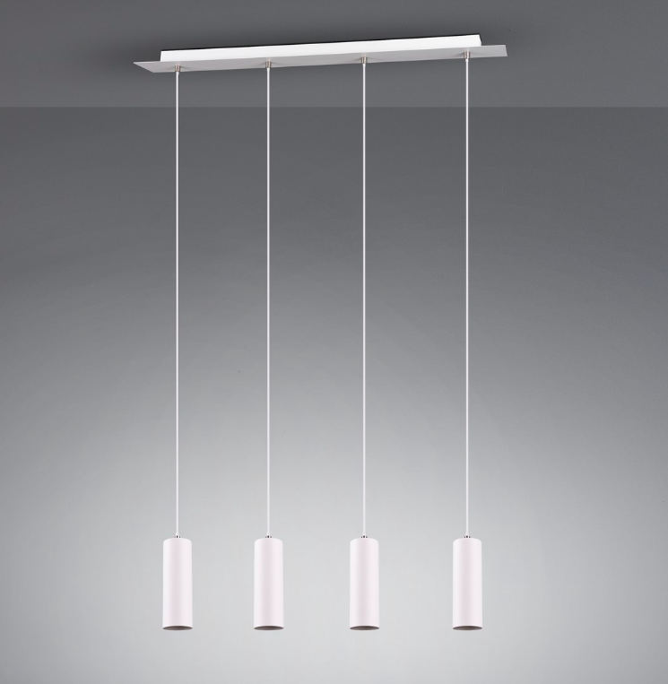 Wisząca lampa Marley 4 w białym kolorze z tubami na listwie