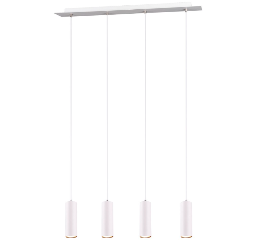 Wisząca lampa Marley 4 w białym kolorze z tubami na listwie