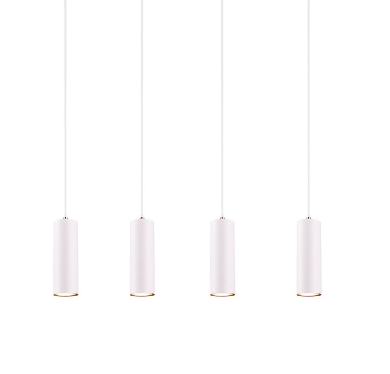 Wisząca lampa Marley 4 w białym kolorze z tubami na listwie