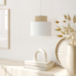 Wisząca lampa w stylu boho Duo Juta Mini w kolorze białym
