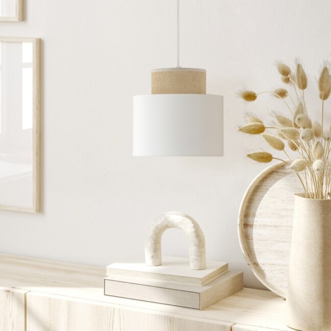 Wisząca lampa w stylu boho Duo Juta Mini w kolorze białym