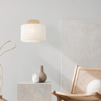 Biała wisząca lampa Duo Juta z dekoracyjnym jutowym akcentem