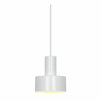 Biała wisząca lampa Matis w minimalistycznym stylu, pełna dekoracyjnego uroku