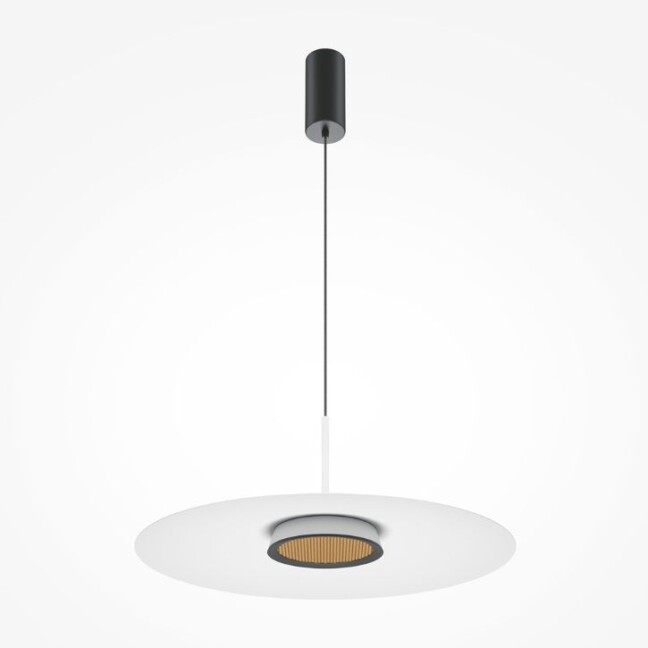 Biała, płaska wisząca lampa LED Japandi o mocy 12W