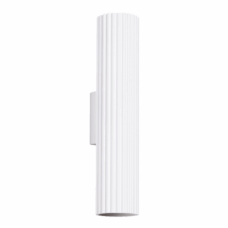 Biały kinkiet Karbon w formie pionowej tuby świecącej w górę i w dół