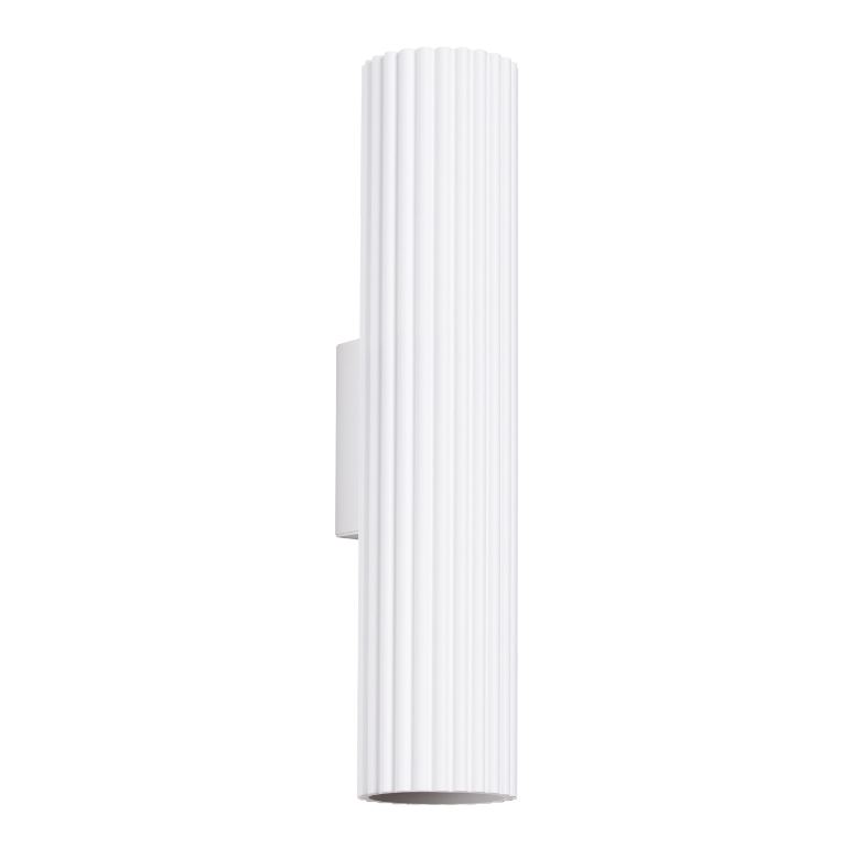 Biały kinkiet Karbon w formie pionowej tuby świecącej w górę i w dół
