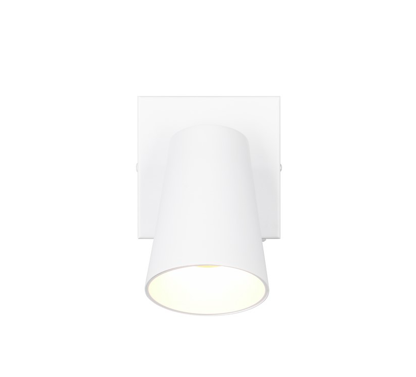 Biały, regulowany kinkiet ścienny Sharp z wbudowanym włącznikiem