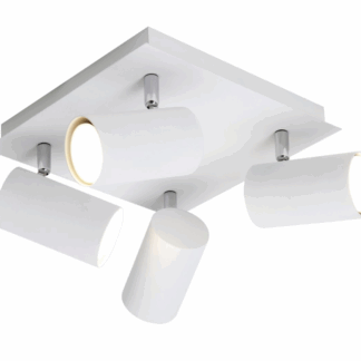 Kwadratowy biały plafon Marley 4 z regulowanymi spotami