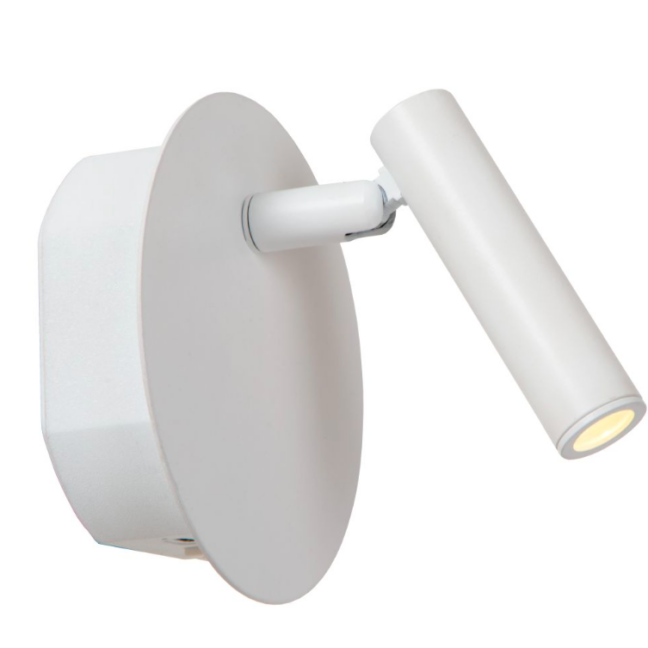Kinkiet LED Jolijn w białym kolorze z portem USB-C i włącznikiem – nowoczesny minimalizm do sypialni