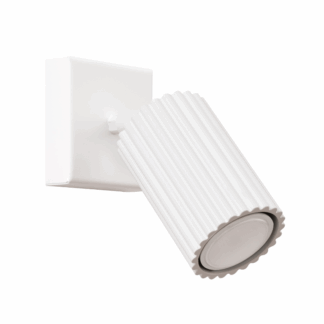 Nowoczesny biały kinkiet Karbon z karbowanym kloszem