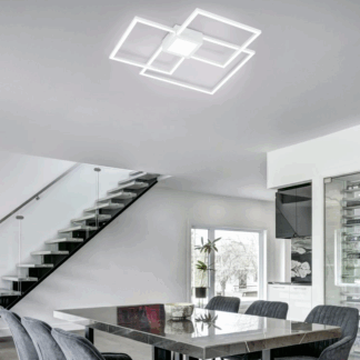 Biały kwadratowy plafon LED Hydra 38W do salonu