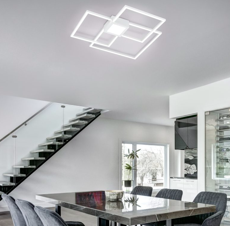 Biały kwadratowy plafon LED Hydra 38W do salonu