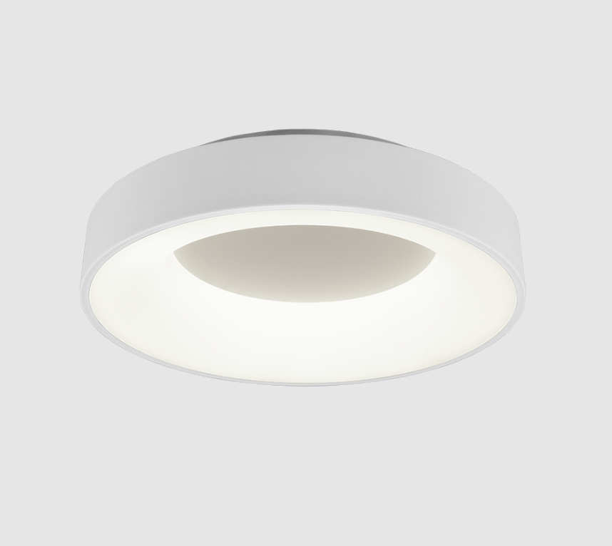 Biały, natynkowy plafon LED Girona 45 o mocy 27W i barwie światła 4000K