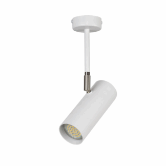 Biały sufitowy reflektor PointOn w formie spotu tuby