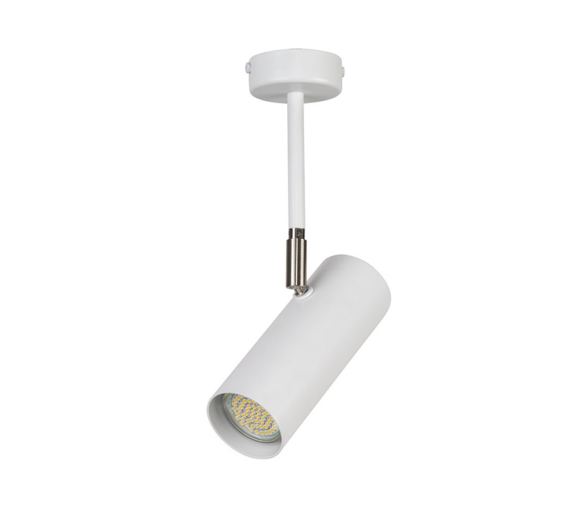 Biały sufitowy reflektor PointOn w formie spotu tuby