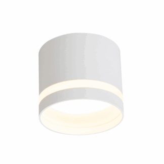 Biały sufitowy spot Kendal GX53 z podświetlanym pierścieniem