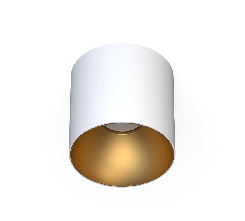 Biały sufitowy spot Point Tone z wnętrzem w złotym odcieniu