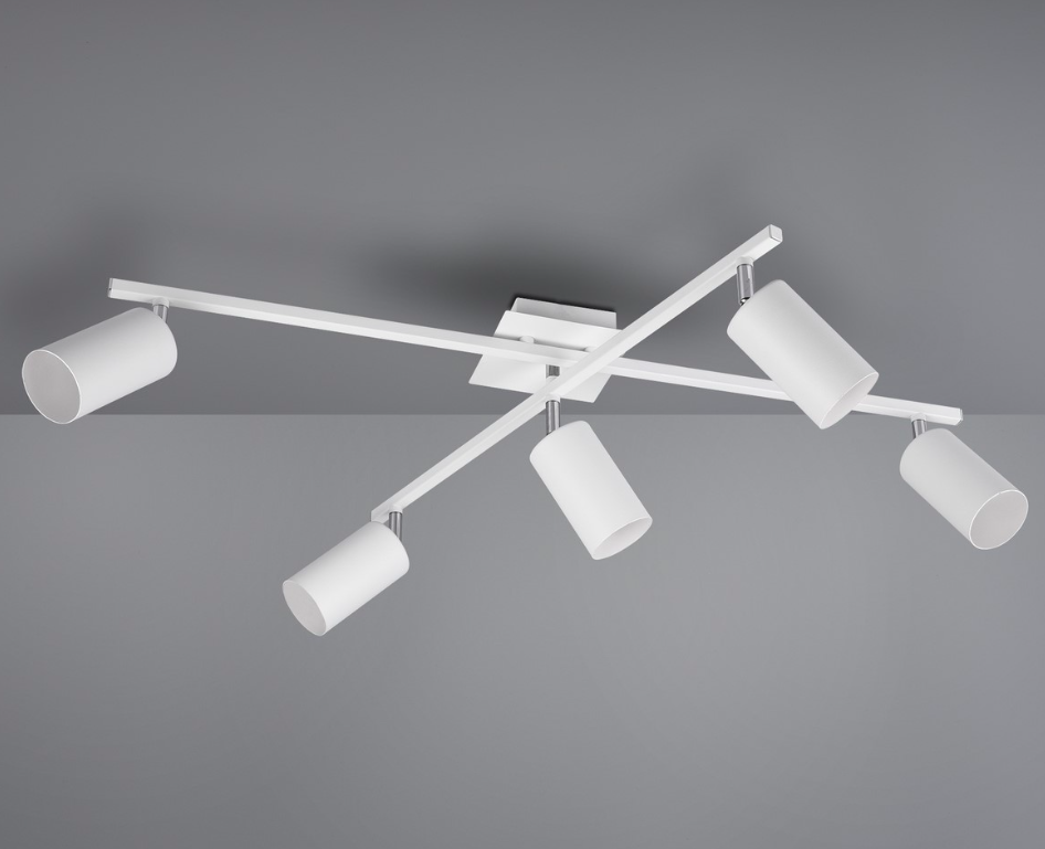 Nowoczesny biały żyrandol Marley 5 z regulowanymi kloszami