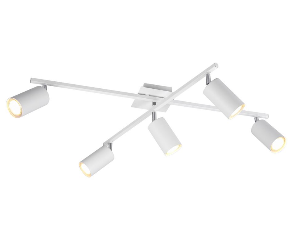 Nowoczesny biały żyrandol Marley 5 z regulowanymi kloszami