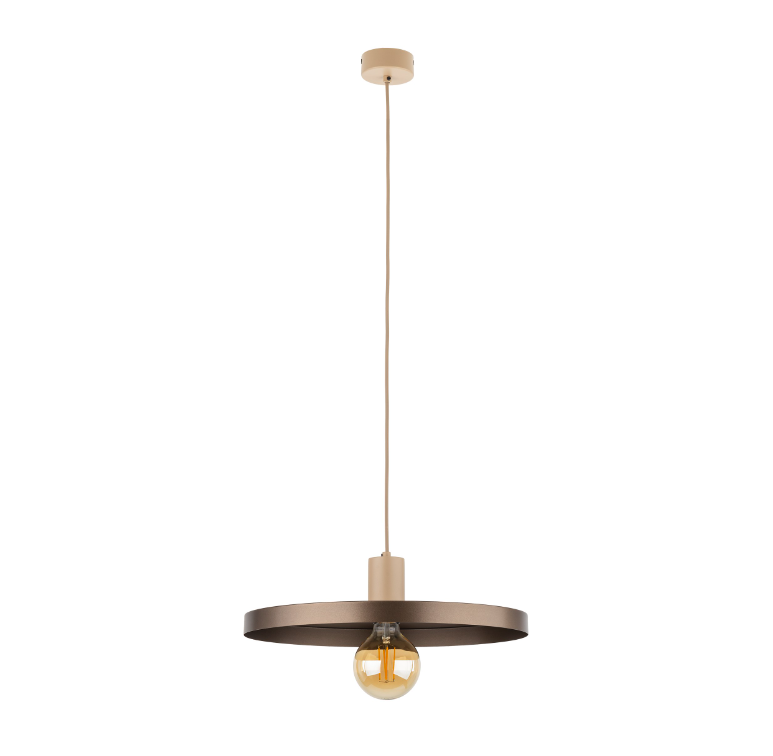 Brązowa, stylowa lampa wisząca Sila 40 o płaskim kształcie