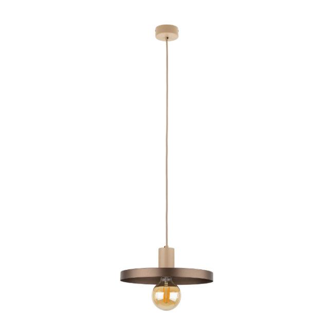 Brązowa wisząca lampa Sila 30 z beżowym zdobieniem