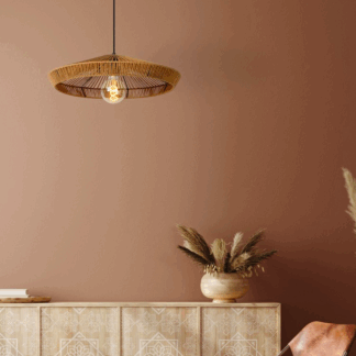 Lampa wisząca Yunkai 50 z brązowego papierowego sznurka – pleciony design