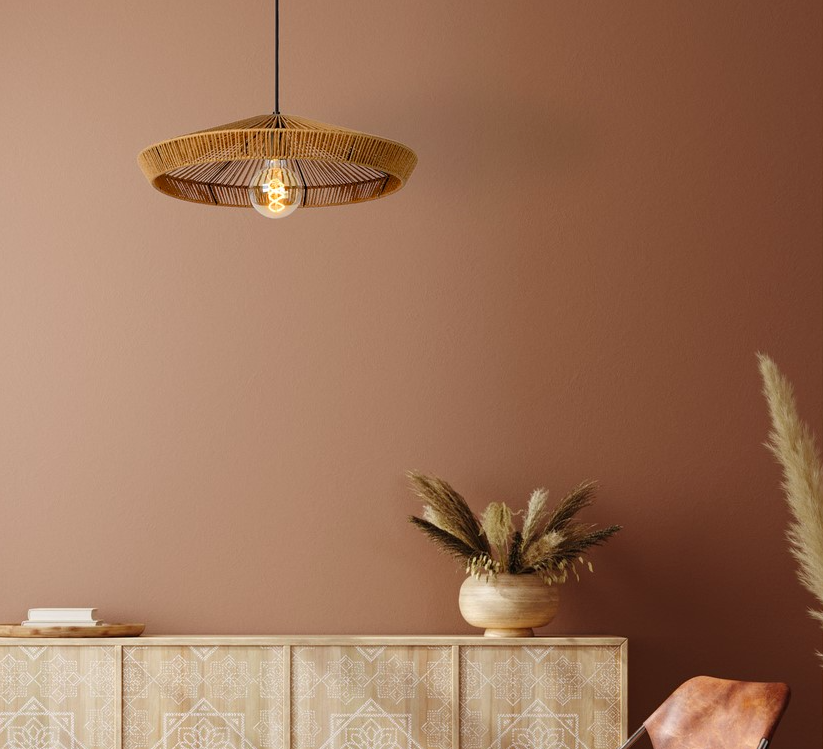 Lampa wisząca Yunkai 50 z brązowego papierowego sznurka – pleciony design