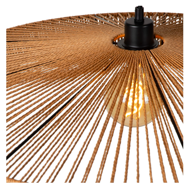 Lampa sufitowa Yunkai 70 z plecionego papierowego sznurka w kolorze brązowym