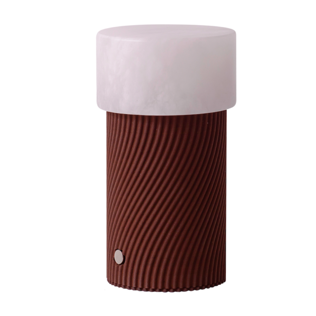 Brązowa przenośna lampka Rizzo Cork z alabastrowym kloszem na baterię USB