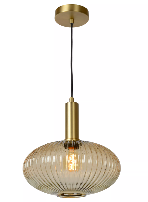 Lampa sufitowa Maloto 30 w bursztynowym odcieniu ze złotymi akcentami