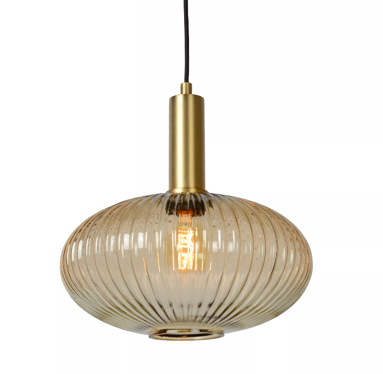 Lampa sufitowa Maloto 30 w bursztynowym odcieniu ze złotymi akcentami