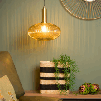 Lampa sufitowa Maloto 30 w bursztynowym odcieniu ze złotymi akcentami