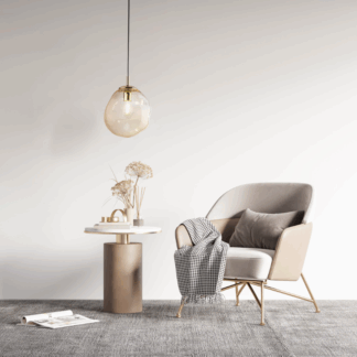 Wisząca lampa SOL mini z bursztynowego szkła w kształcie nieregularnej kuli