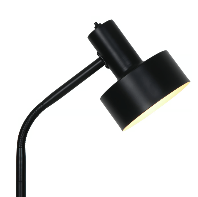 Czarna podłogowa lampa Matis z regulowanym kloszem