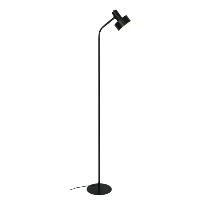 Czarna podłogowa lampa Matis z regulowanym kloszem