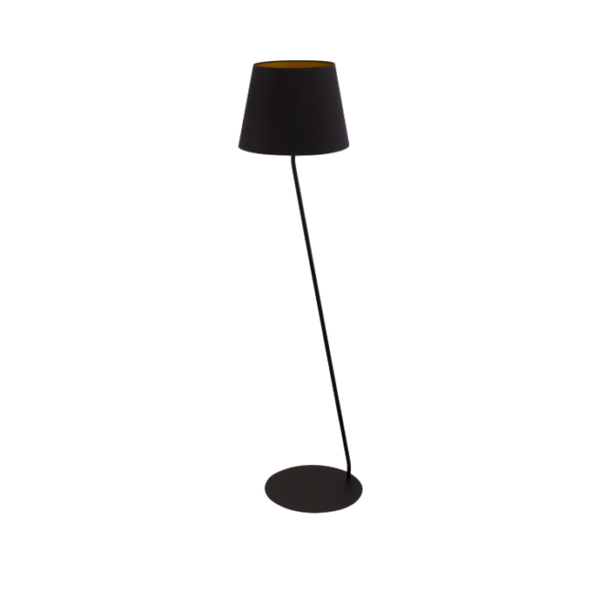 Klasyczna czarna lampa podłogowa CrossBee z abażurem
