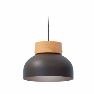 Wisząca skandynawska lampa Reiko w czarnym kolorze z drewnianym akcentem