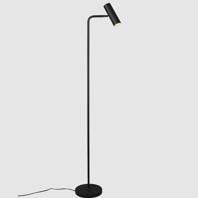 Czarna stojąca lampa Marley z regulowanym reflektorem w kształcie tuby